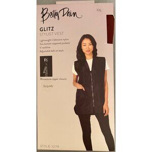 New Betty Dain Glitz Stylist VEST Rhinestone Zipper #1279 Burgundy Plus XXL USA